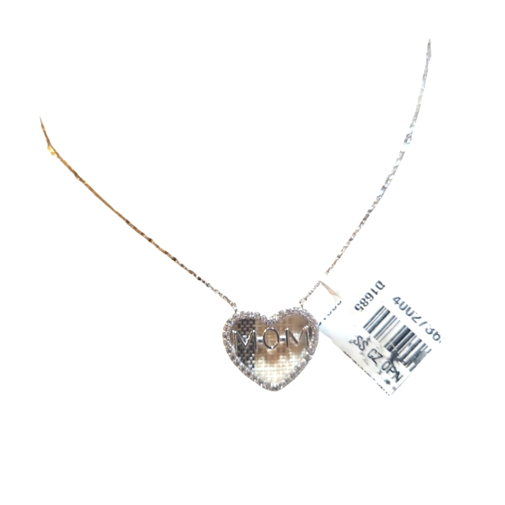 STELLA ROSA LONDON Women Sterling Silver MOM Heart Shape Pendant Necklace